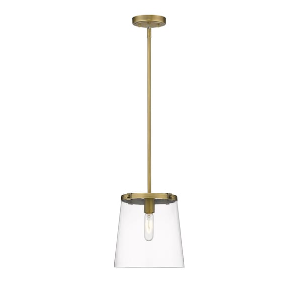 Callista 1 Light Pendant, Rubbed Brass & Clear